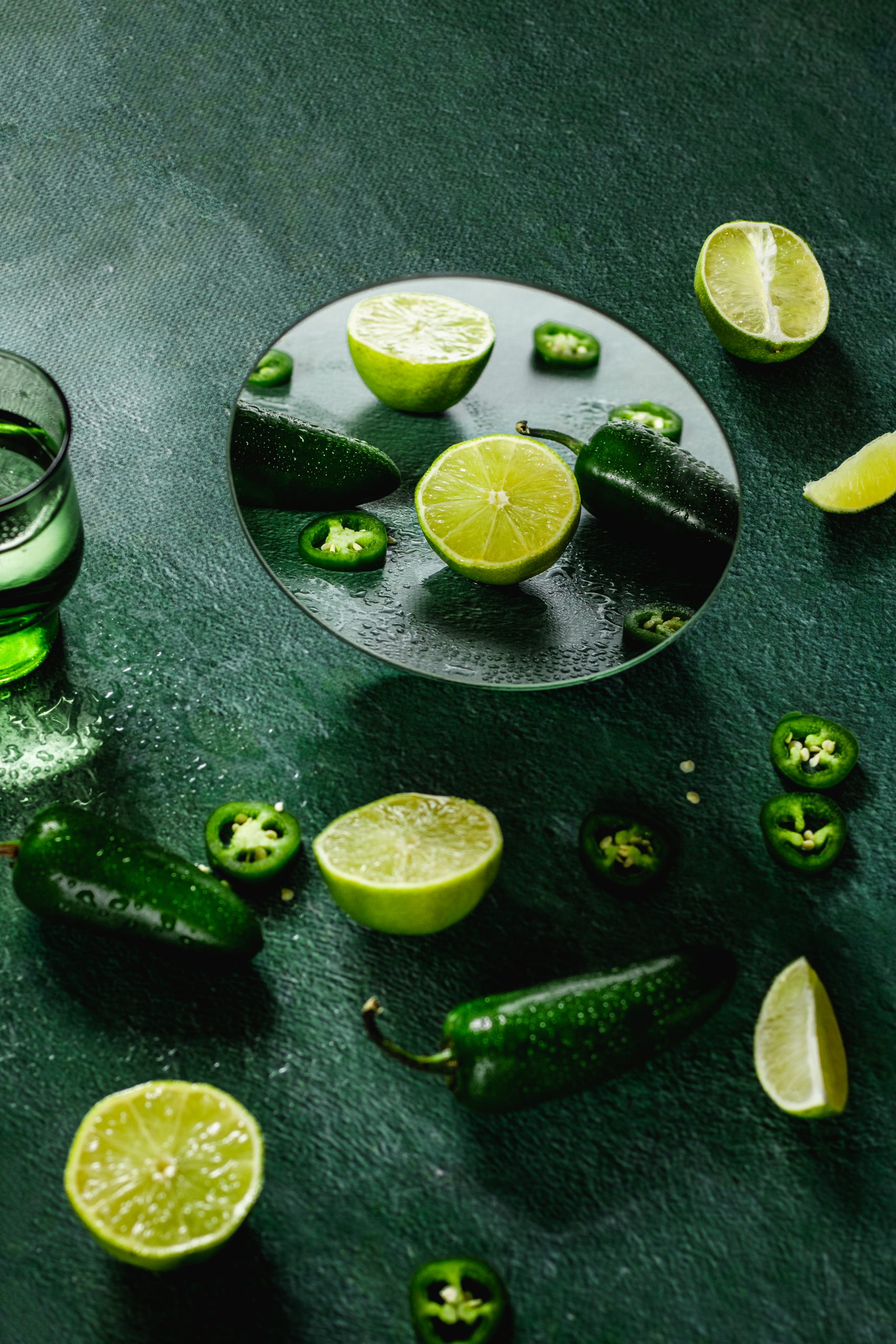 Limes and jalapeno flatlay