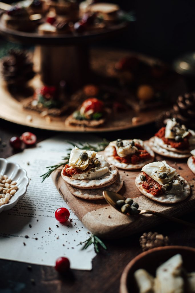 Holiday bites featuring LeGrand vegan cream cheese