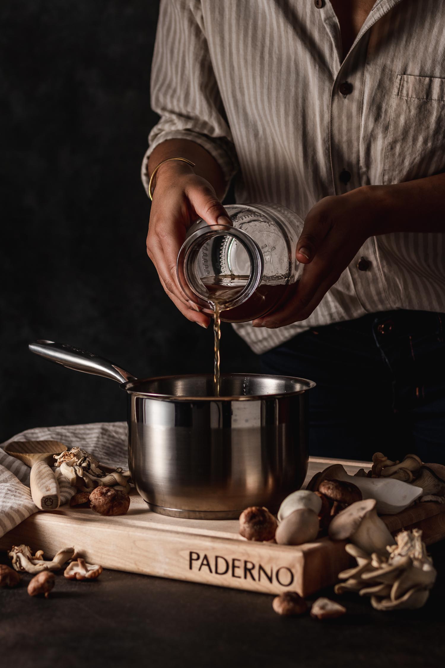 Broth poured in Paderno pot