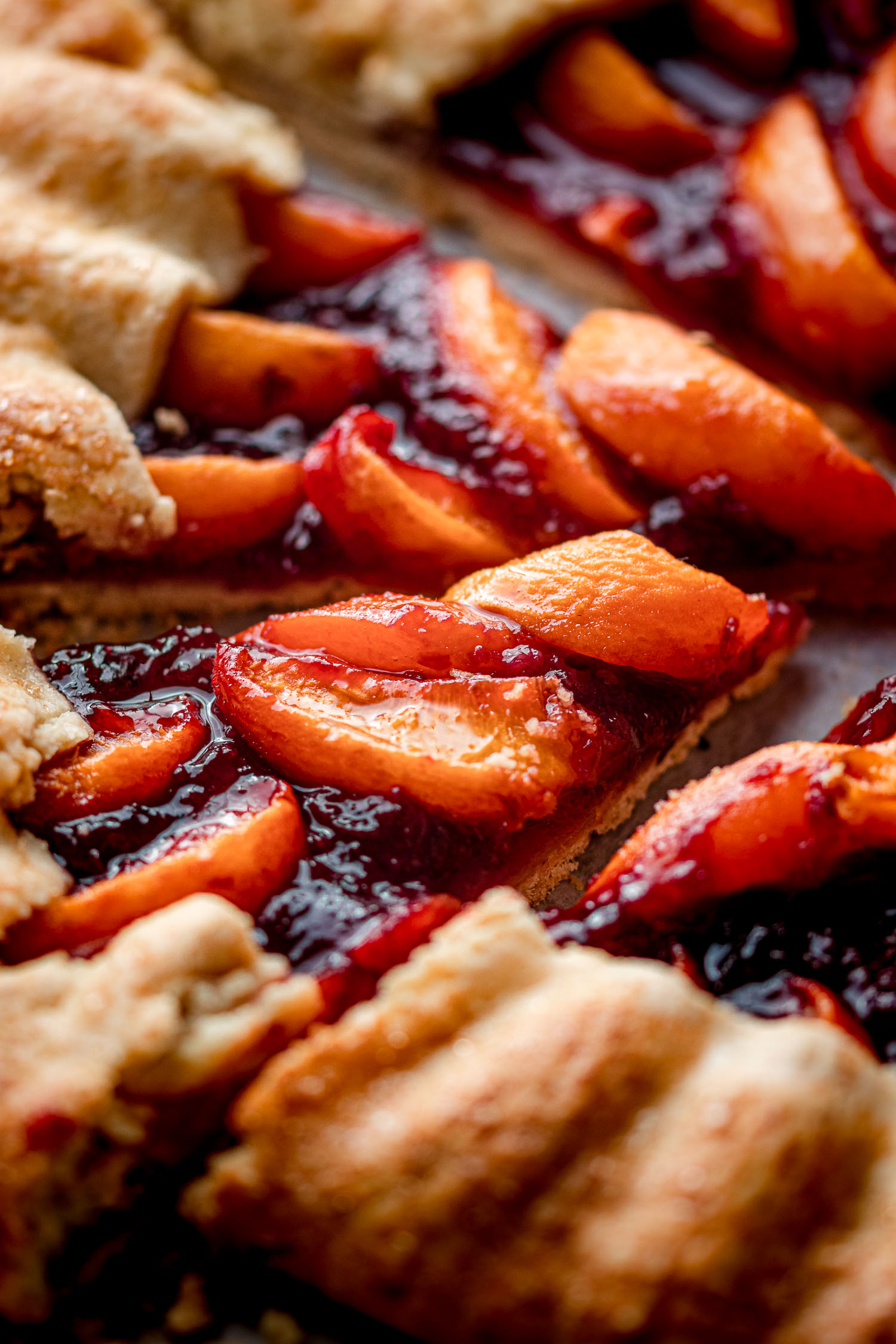 Closeup of texture of a Apricot Cherry Galette