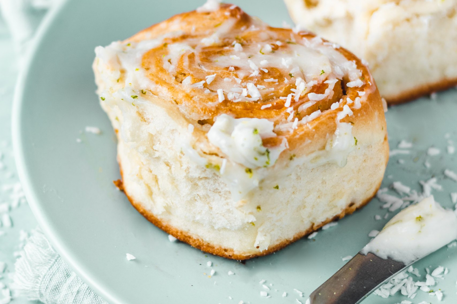 Coconut and Lime Brioche Bun on a plate