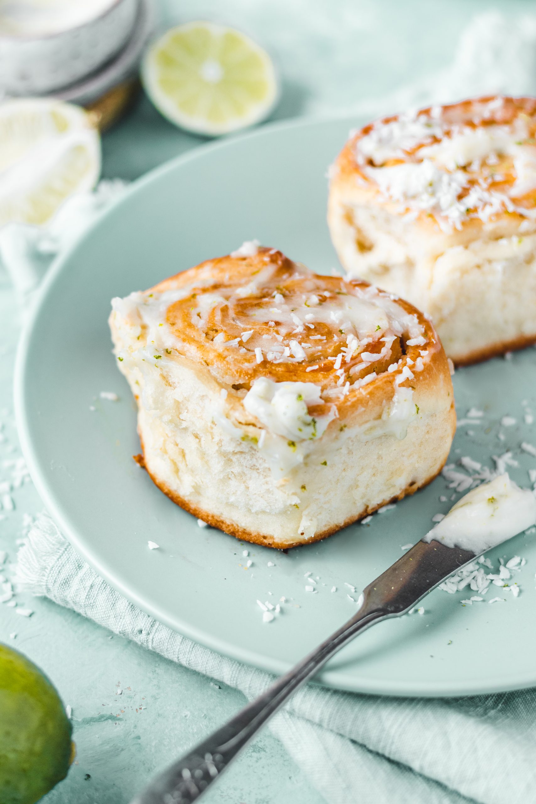 Coconut and Lime Brioche Bun on a plate