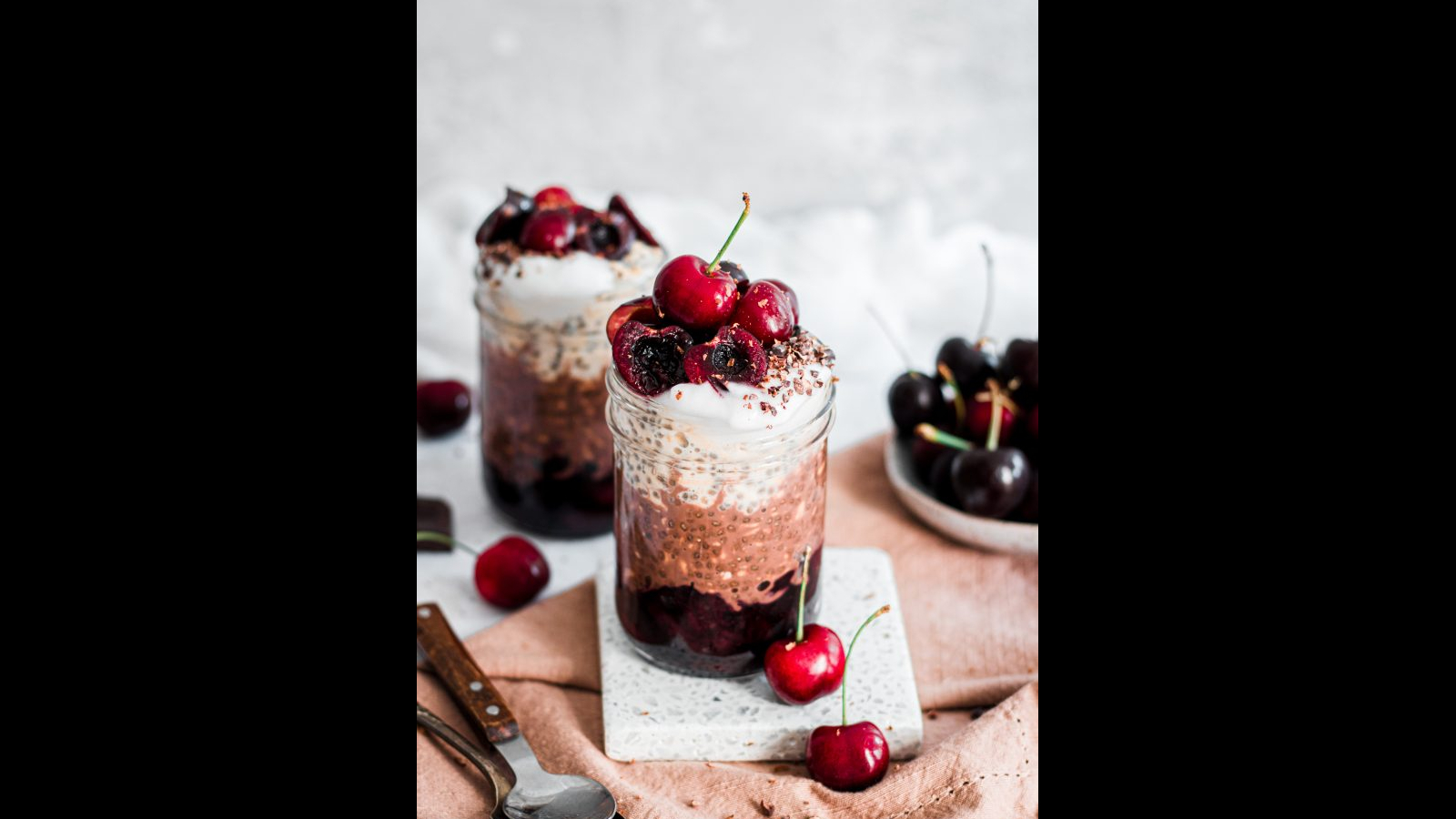 Layered Black Forest Overnight Oats | Murielle Banackissa