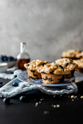 Maple Blueberry Muffins on a Plate.