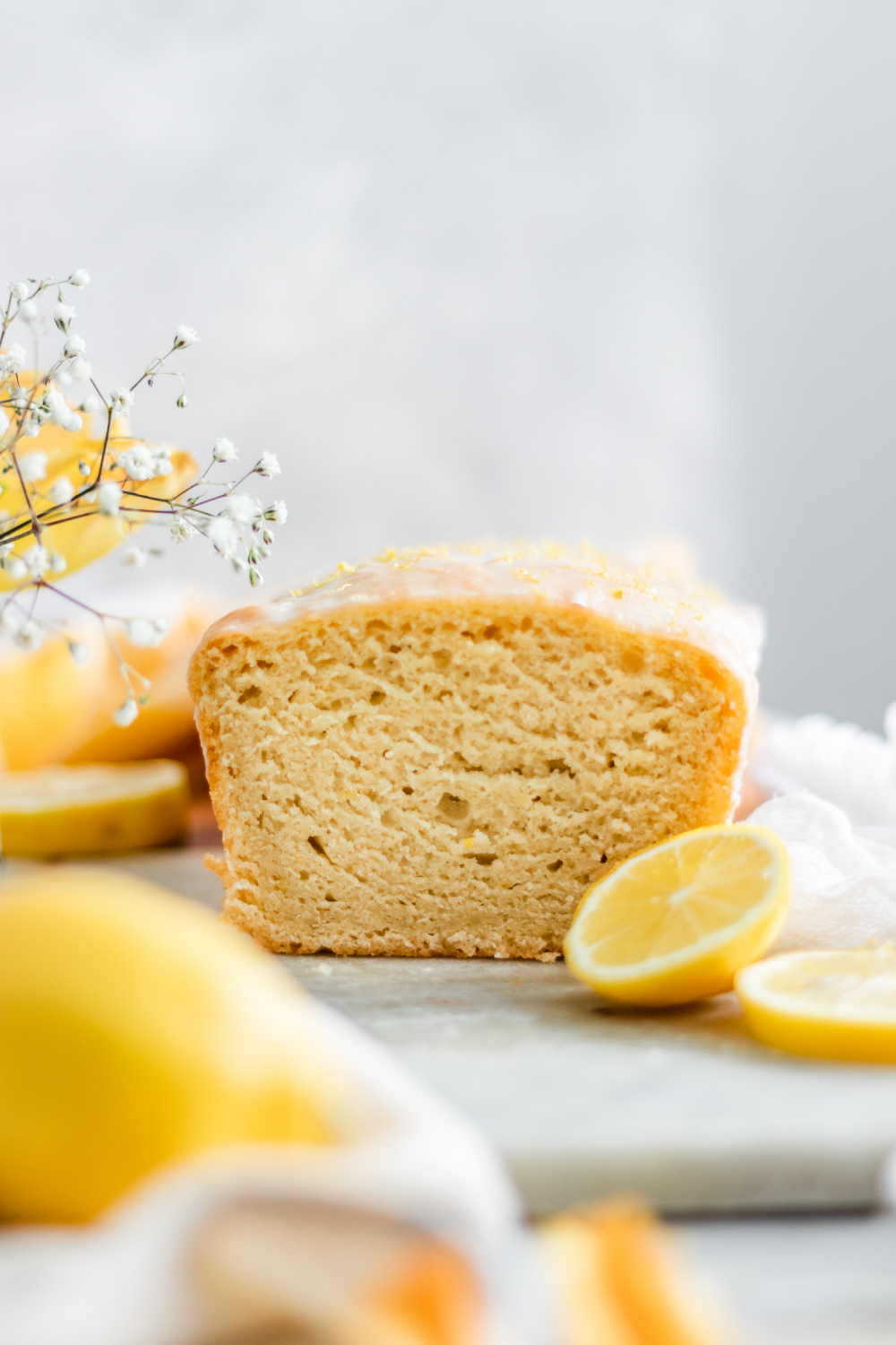 Beautiful texture of a the inside of a lemon pound cake