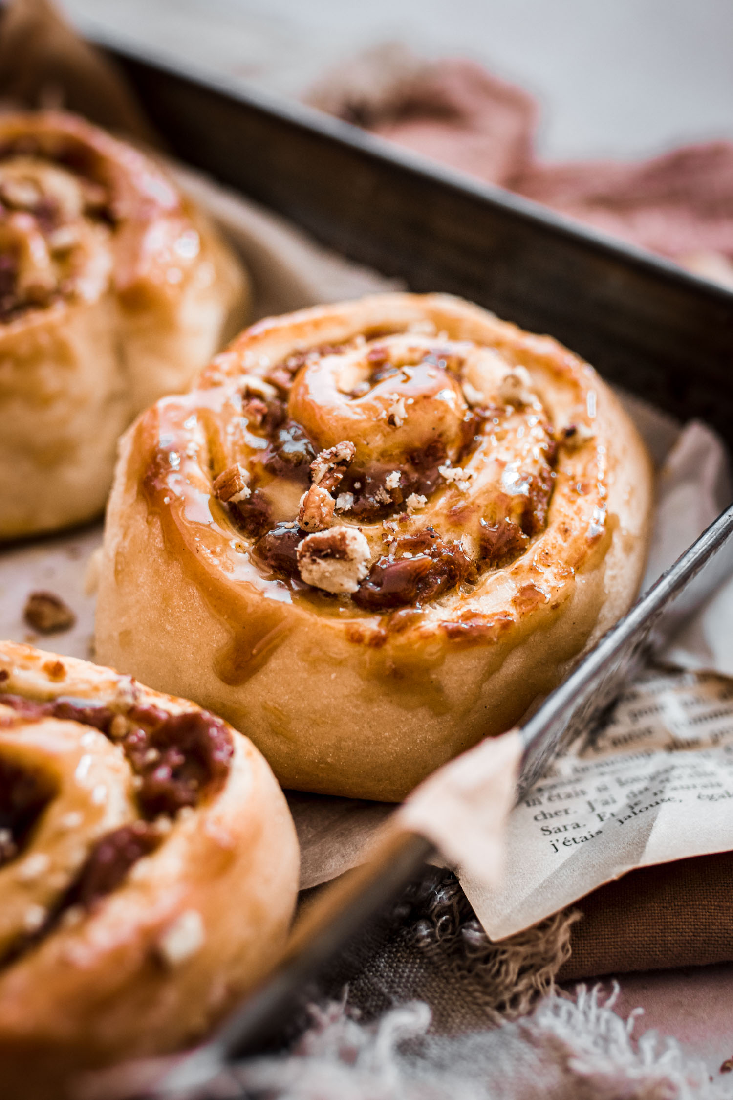 Close up of vegan pumpkin butter roll