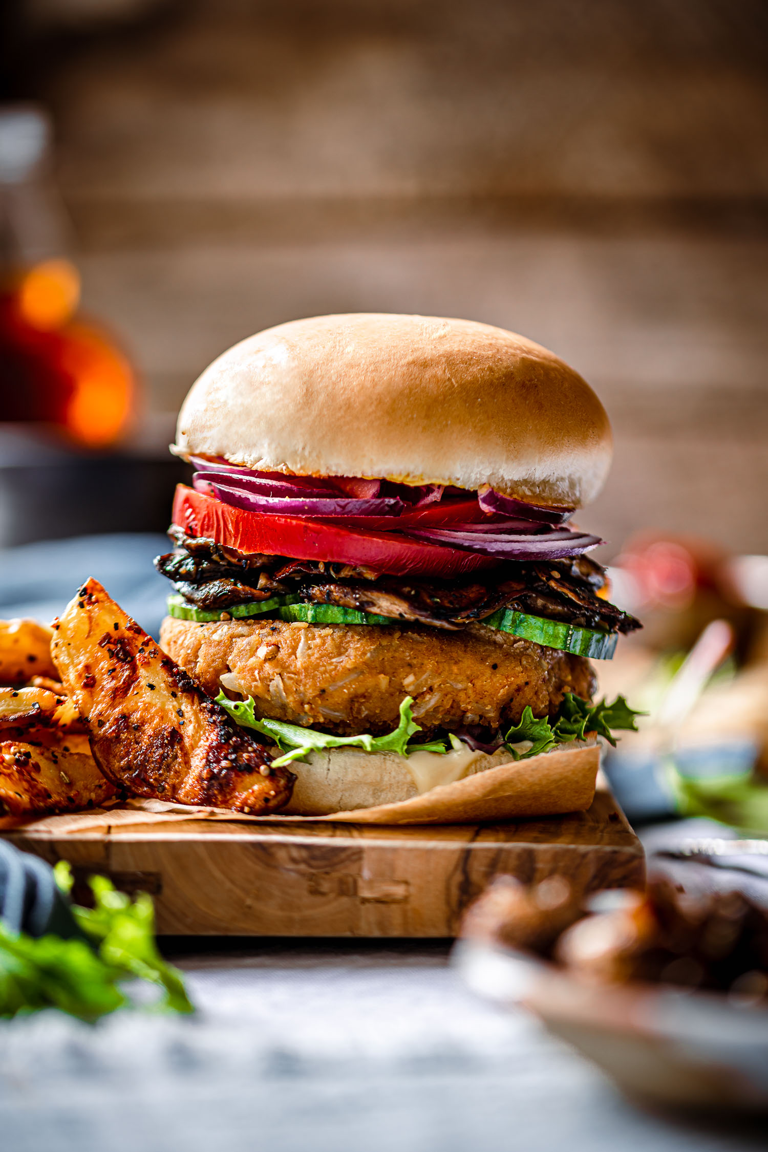 Smokey vegan chickpea burger