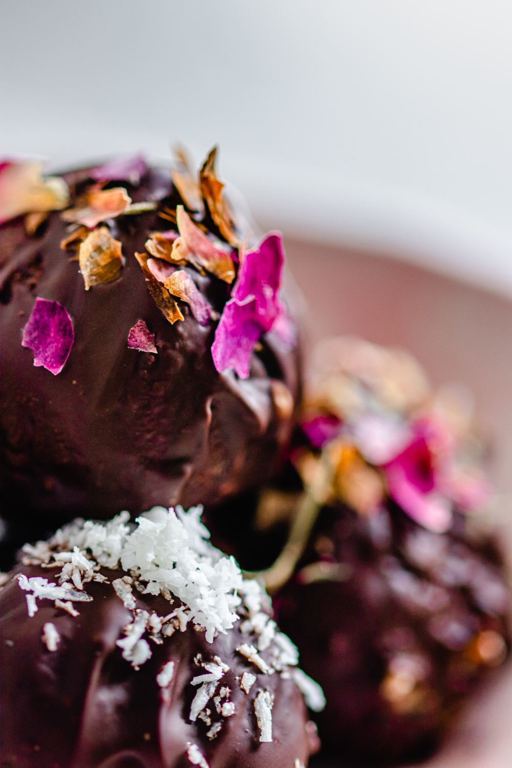 Closeup of Cardamom and Coffee Dark Chocolate Truffles