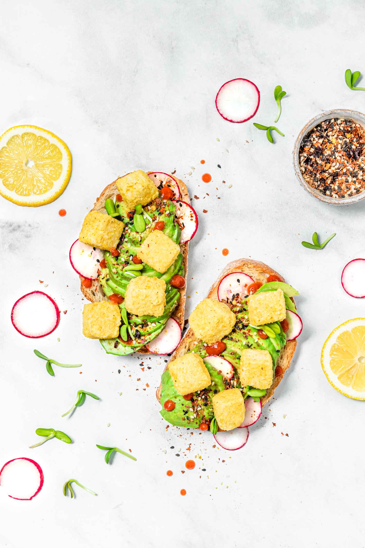 Crispy Tofu Sriracha Avocado Toast-2