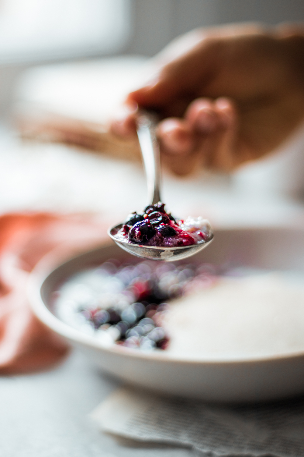 Spoonful of cream of wheat with berries