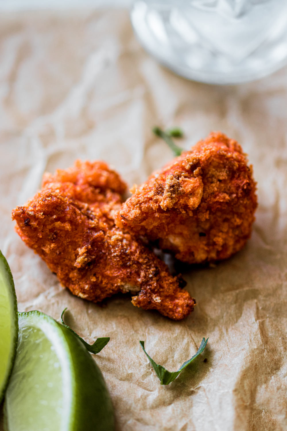 Panko crusted cauliflower on parchment paper