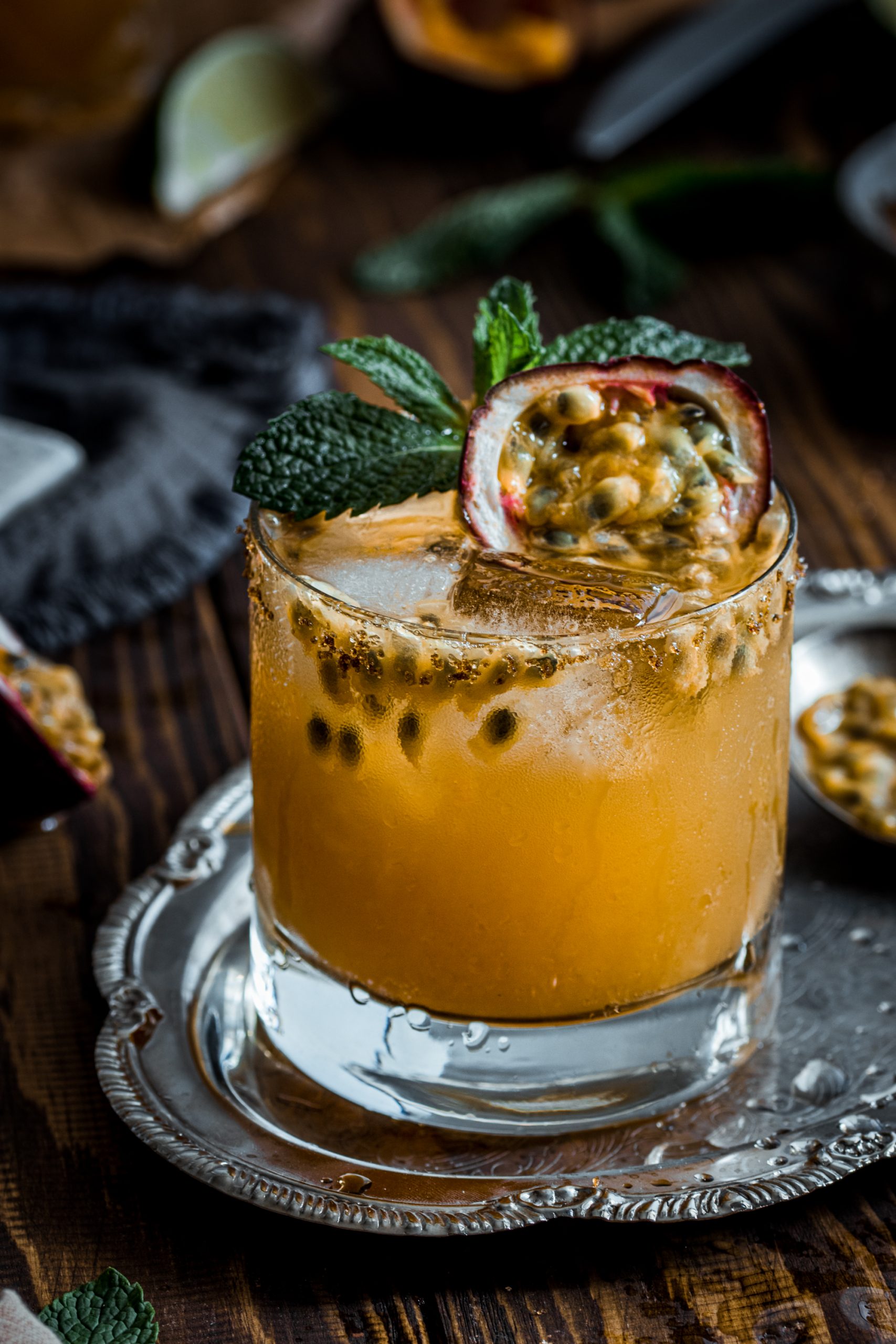 Passion fruit rum cocktail