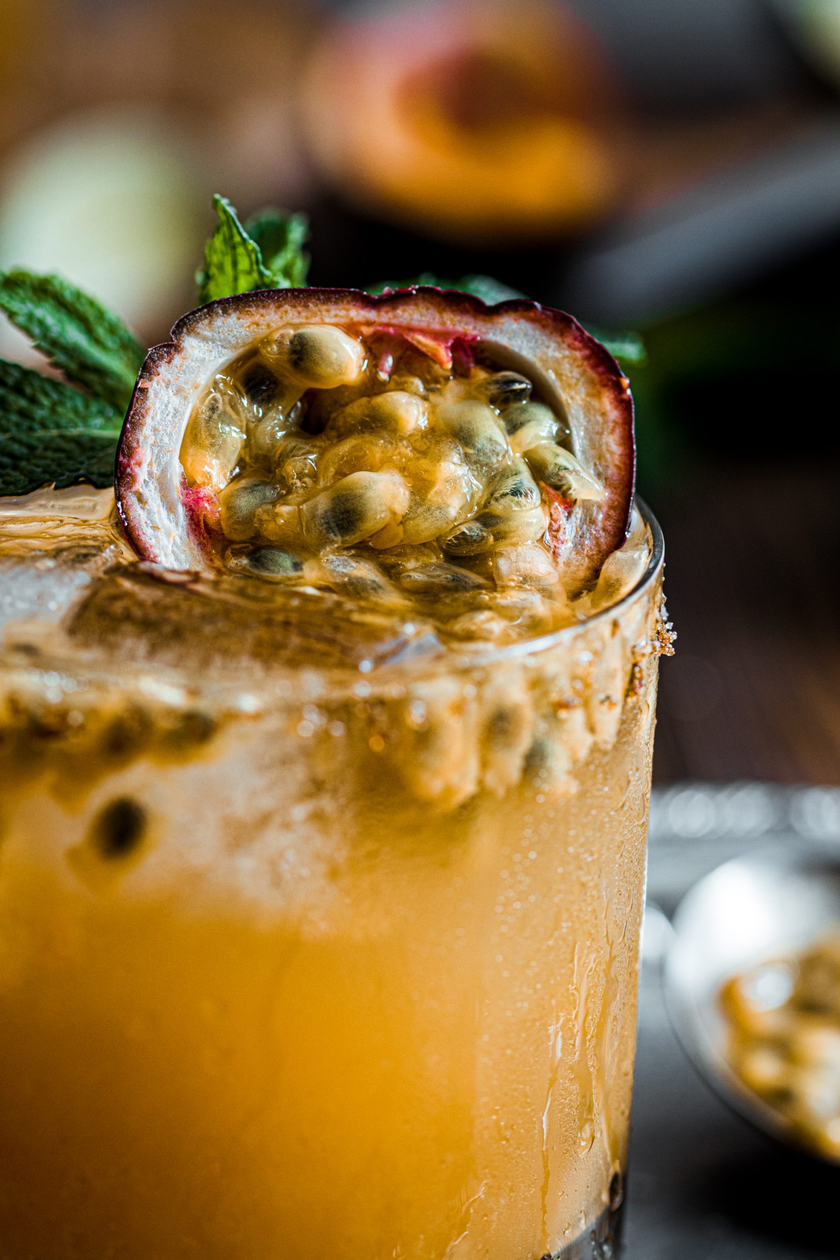 Passion fruit rum cocktail