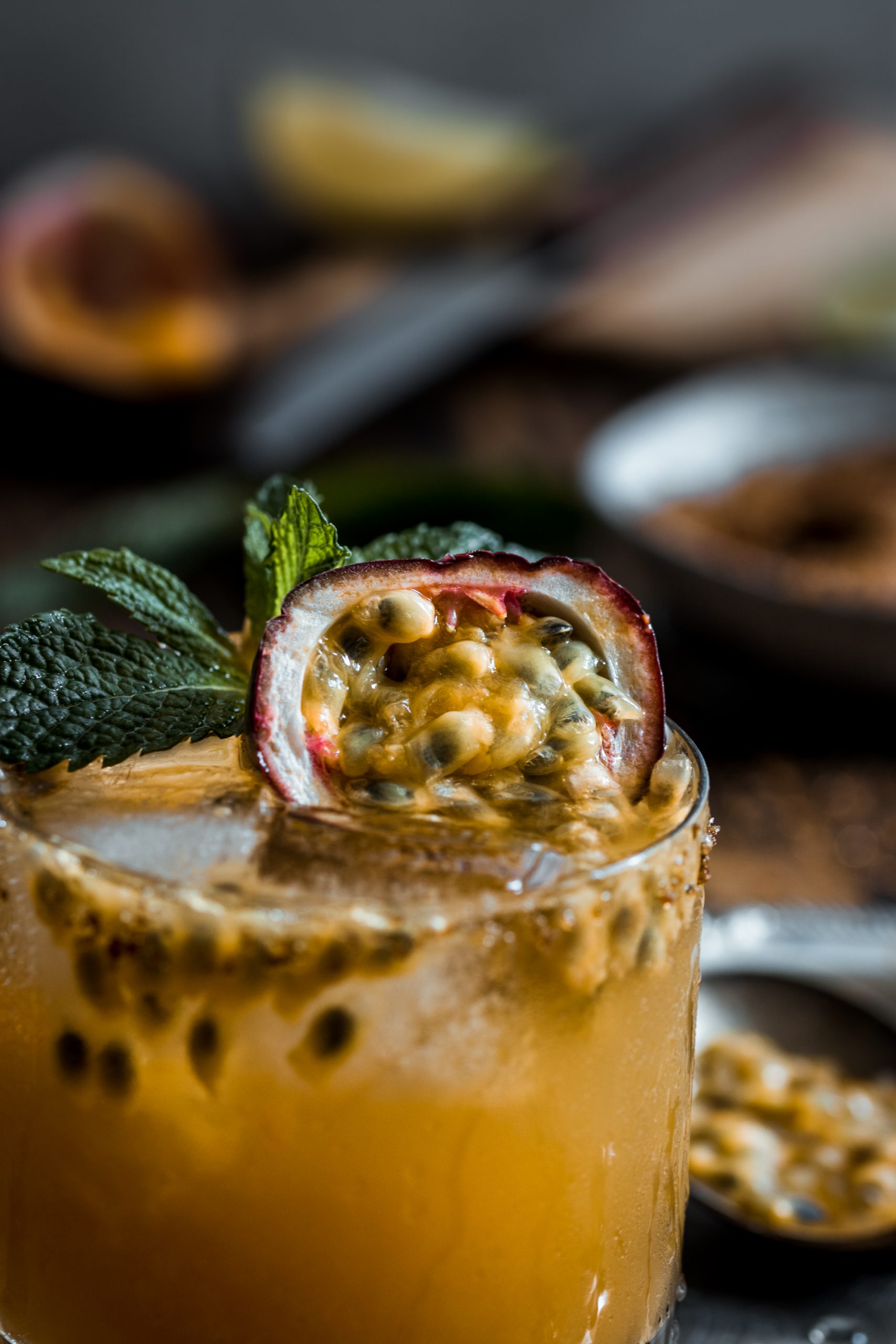 Passion fruit rum cocktail