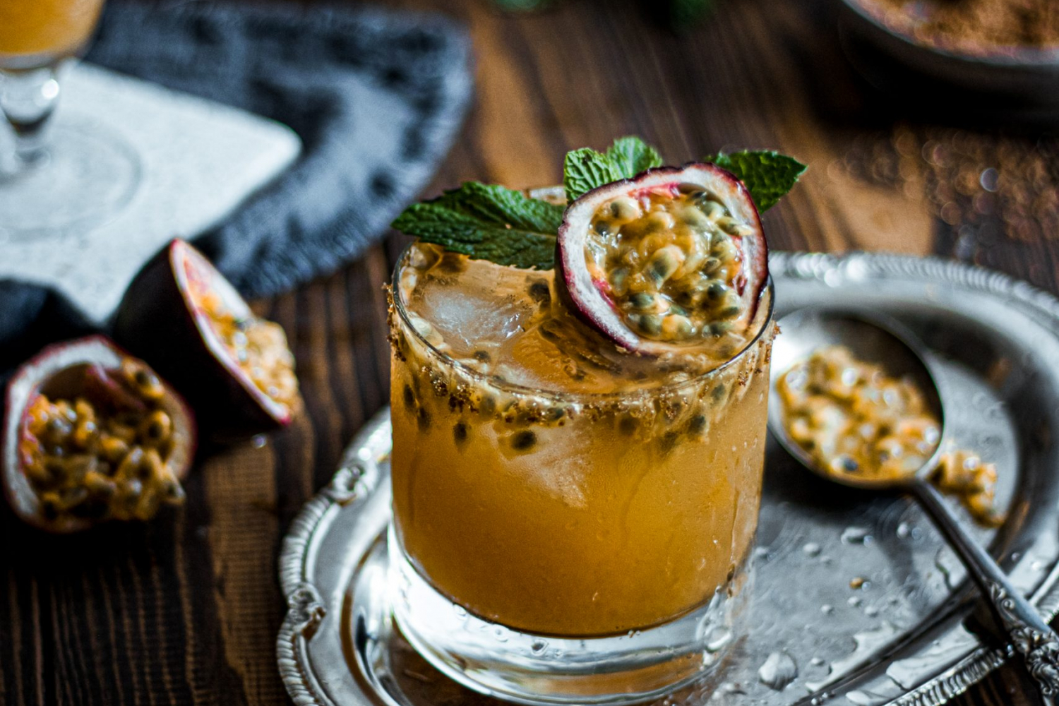 Passion fruit rum cocktail