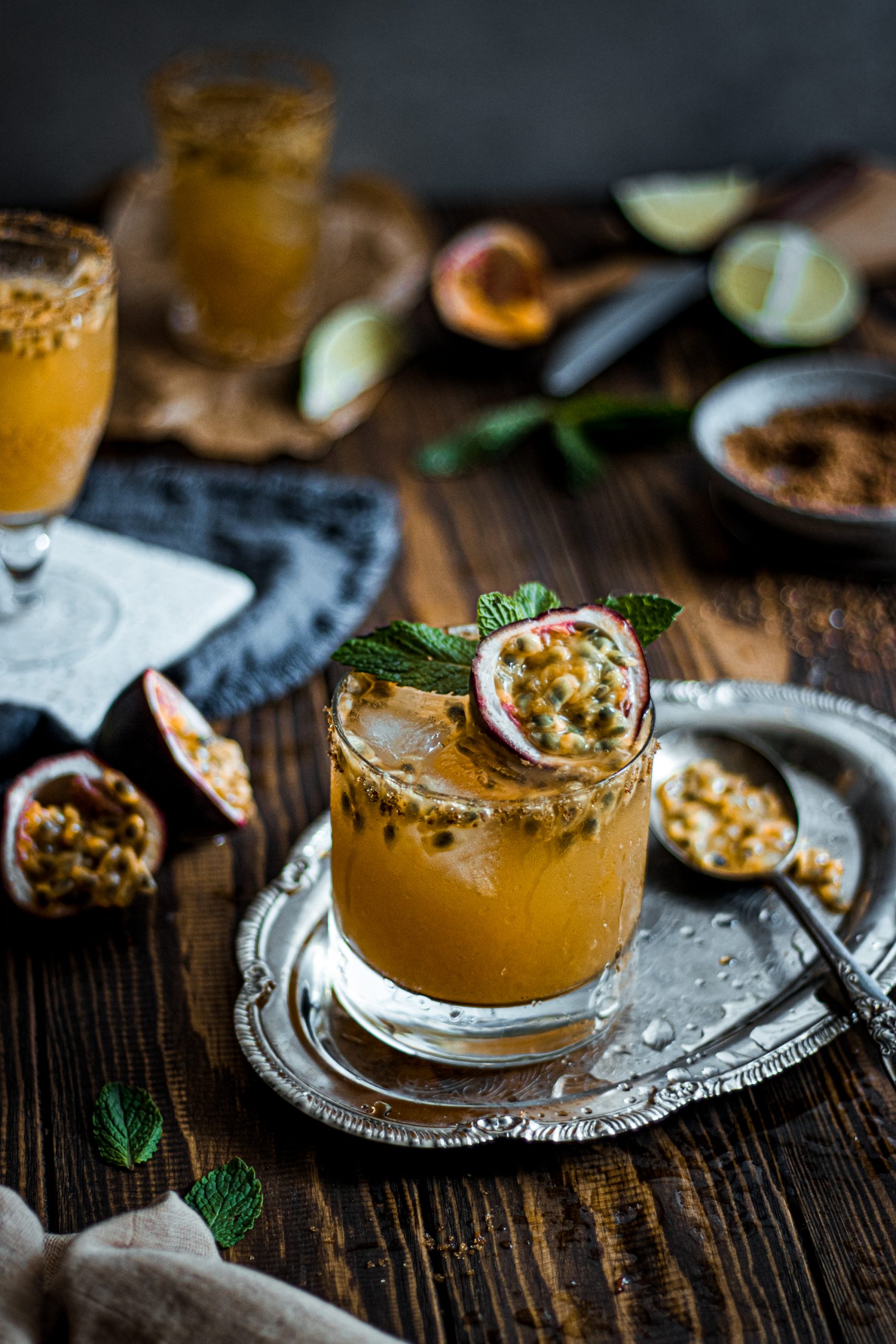Passion fruit rum cocktail