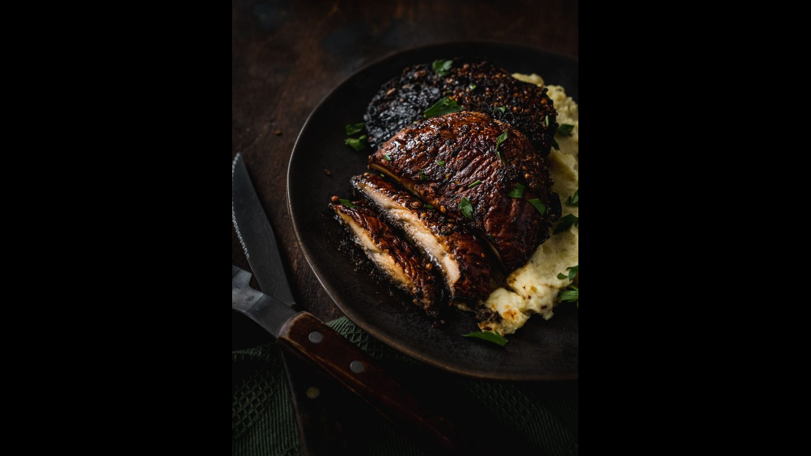 Pepper Crusted Portobello Steaks | Murielle Banackissa