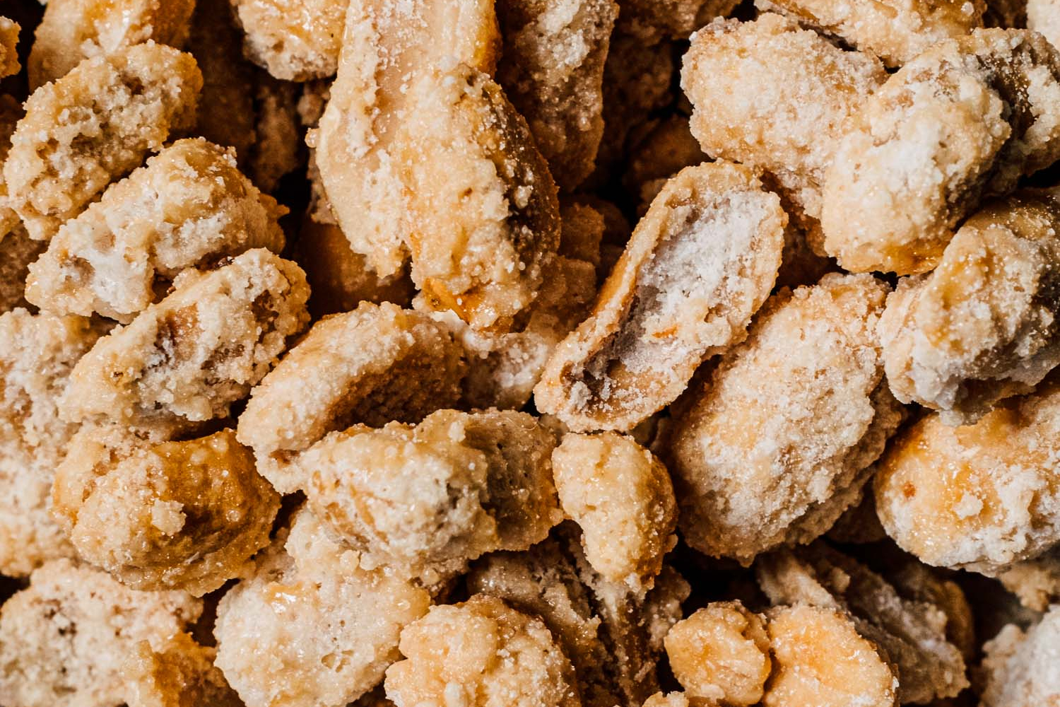 Close up of sugar coated peanuts