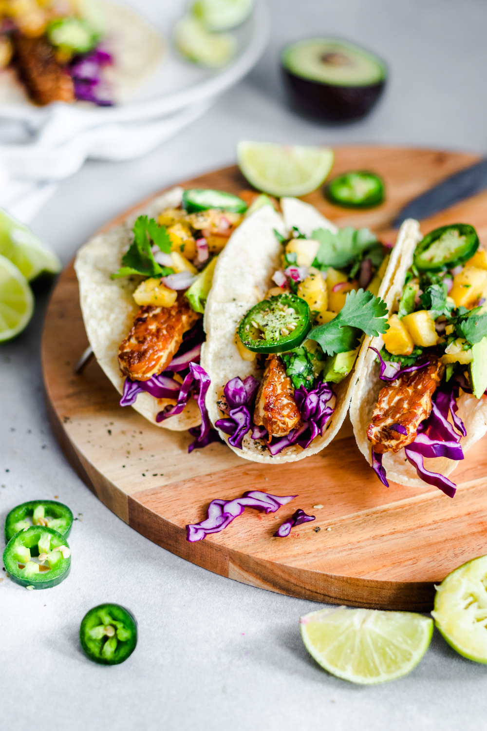Maple Glazed Tempeh Tacos with Pineapple Salsa