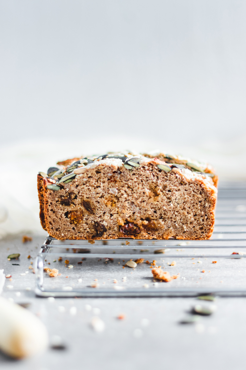 Closeup of texture of The Ultimate Sugar Free Banana Bread