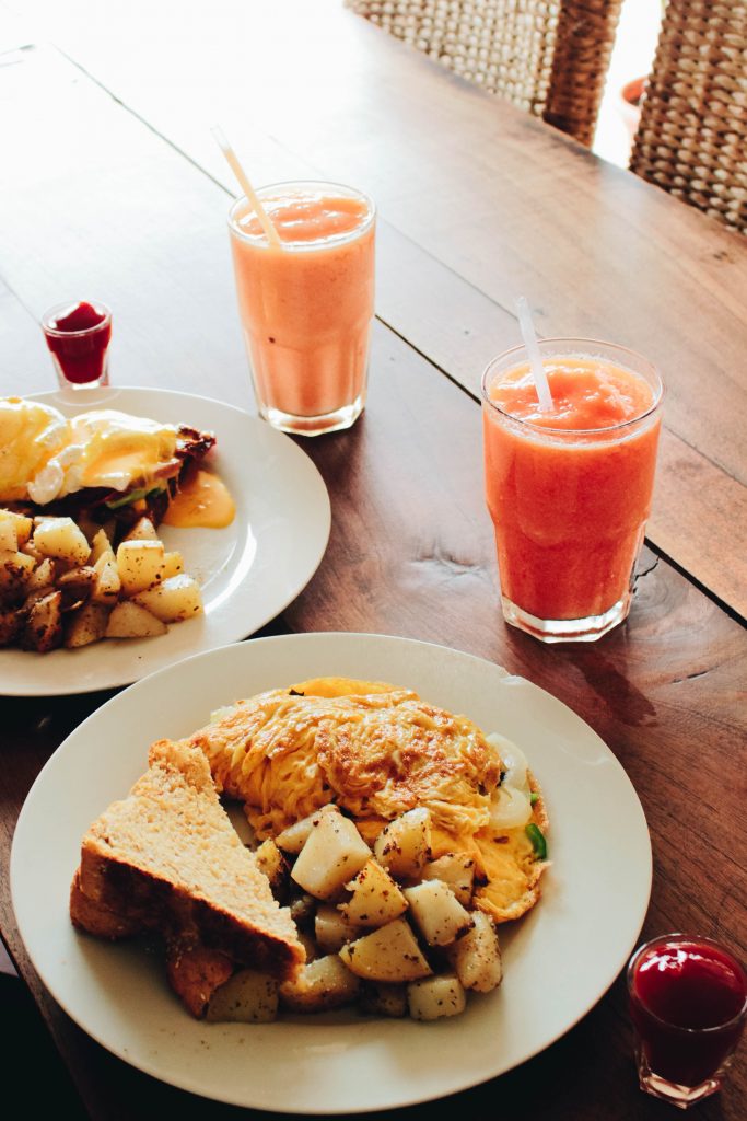 Epic breakfast with smoothies