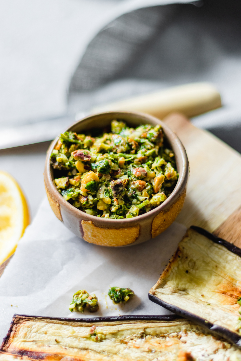 Pistachio gremolata in a bowl