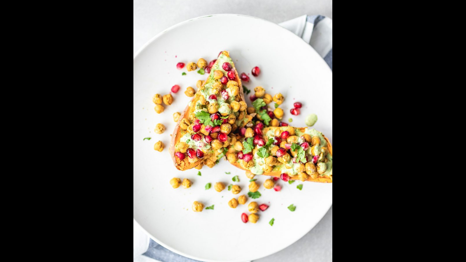 Loaded Sweet Potatoes with Baked Chickpeas and Herb Drizzle | Murielle Banackissa