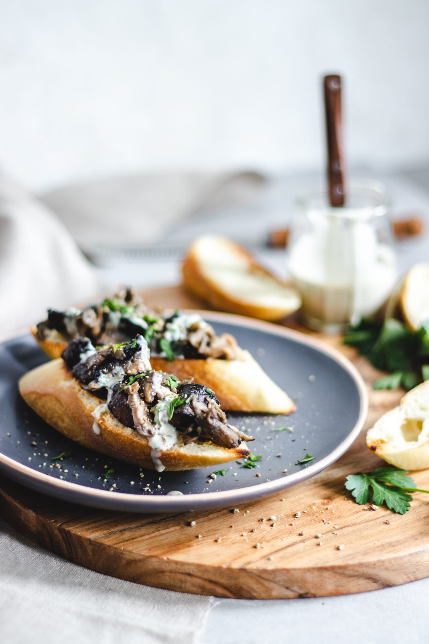 Miso Mushroom Toast with Tahini Parsley Drizzle Murielle Banackissa