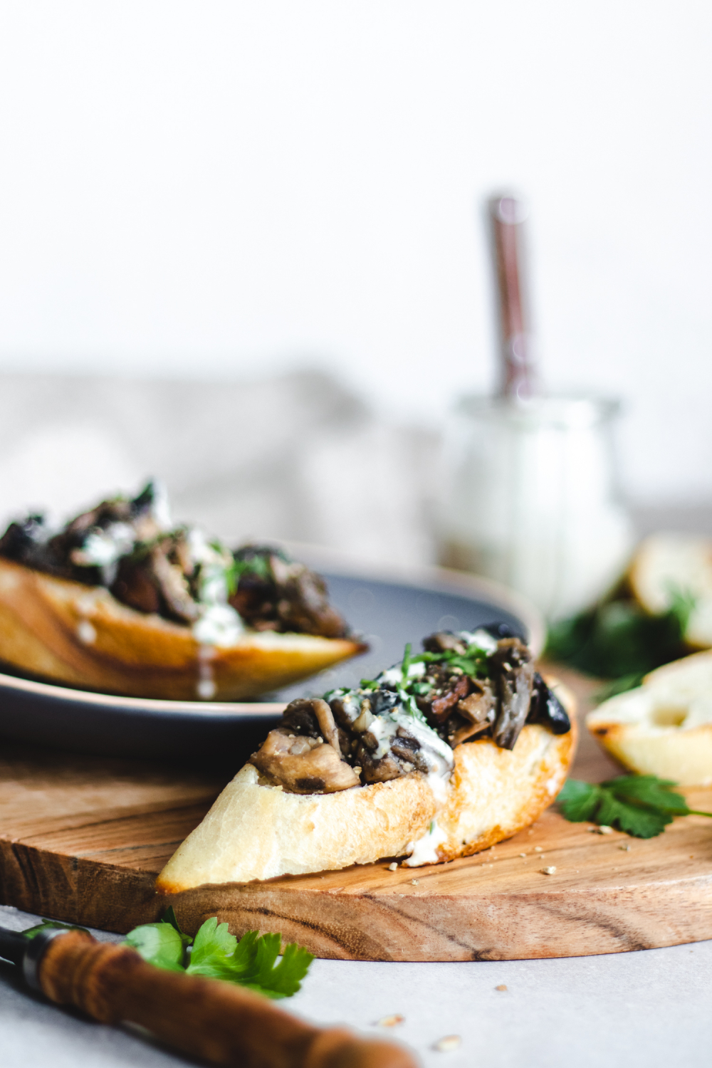 Miso Mushroom Toast with Tahini Parsley Drizzle