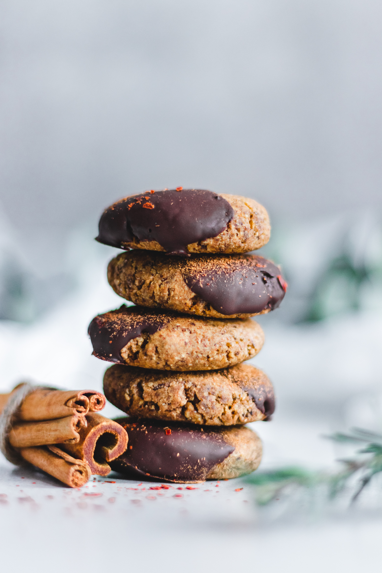 Stacked Spiced Chocolate Chestnut Cookies