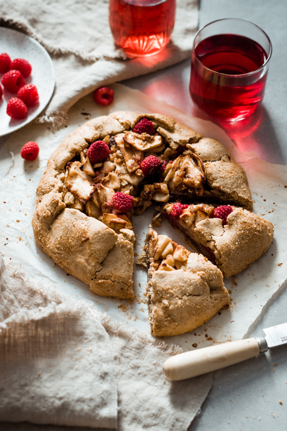 Raspberry and apple galette