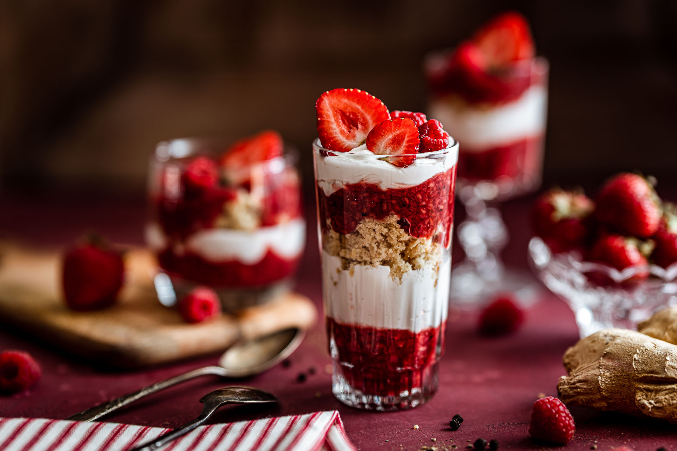 Spicy Berry Trifle in a glass