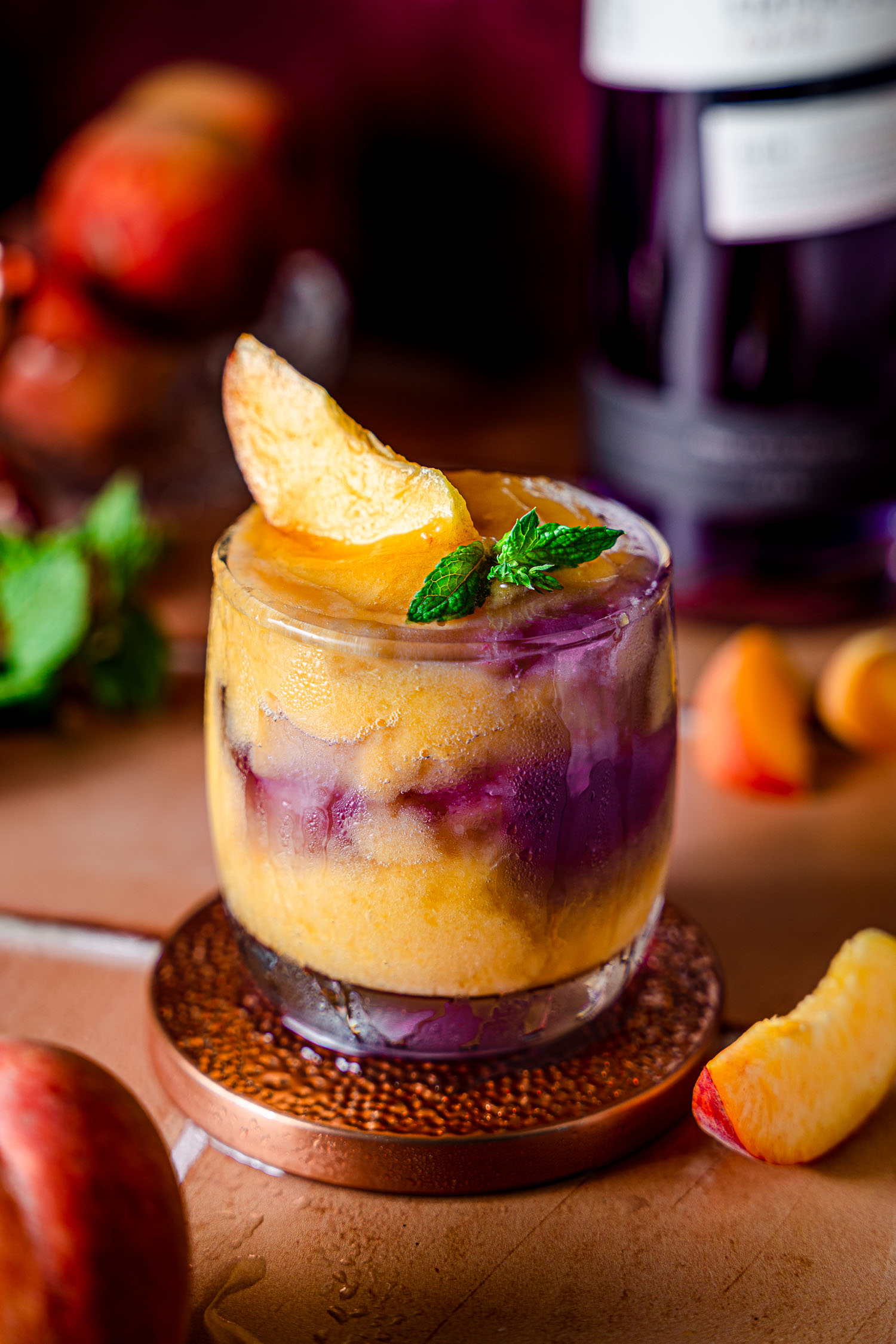 Frozen Peach and Gin Cocktail made with Empress Gin