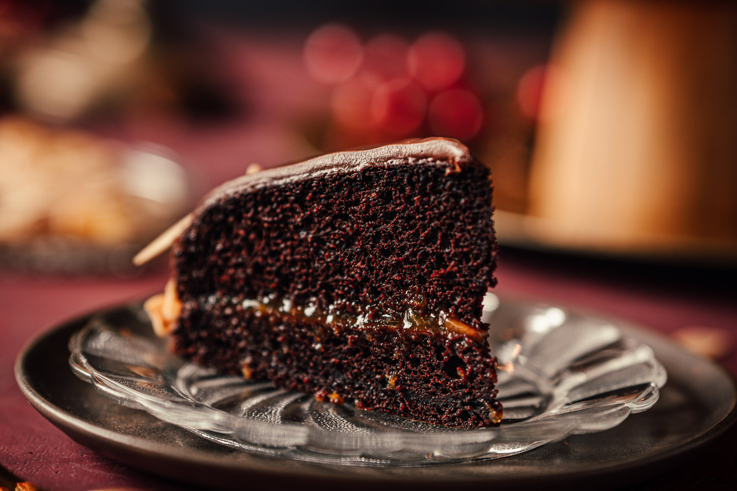 Spiced Sachertorte Cake on a plate