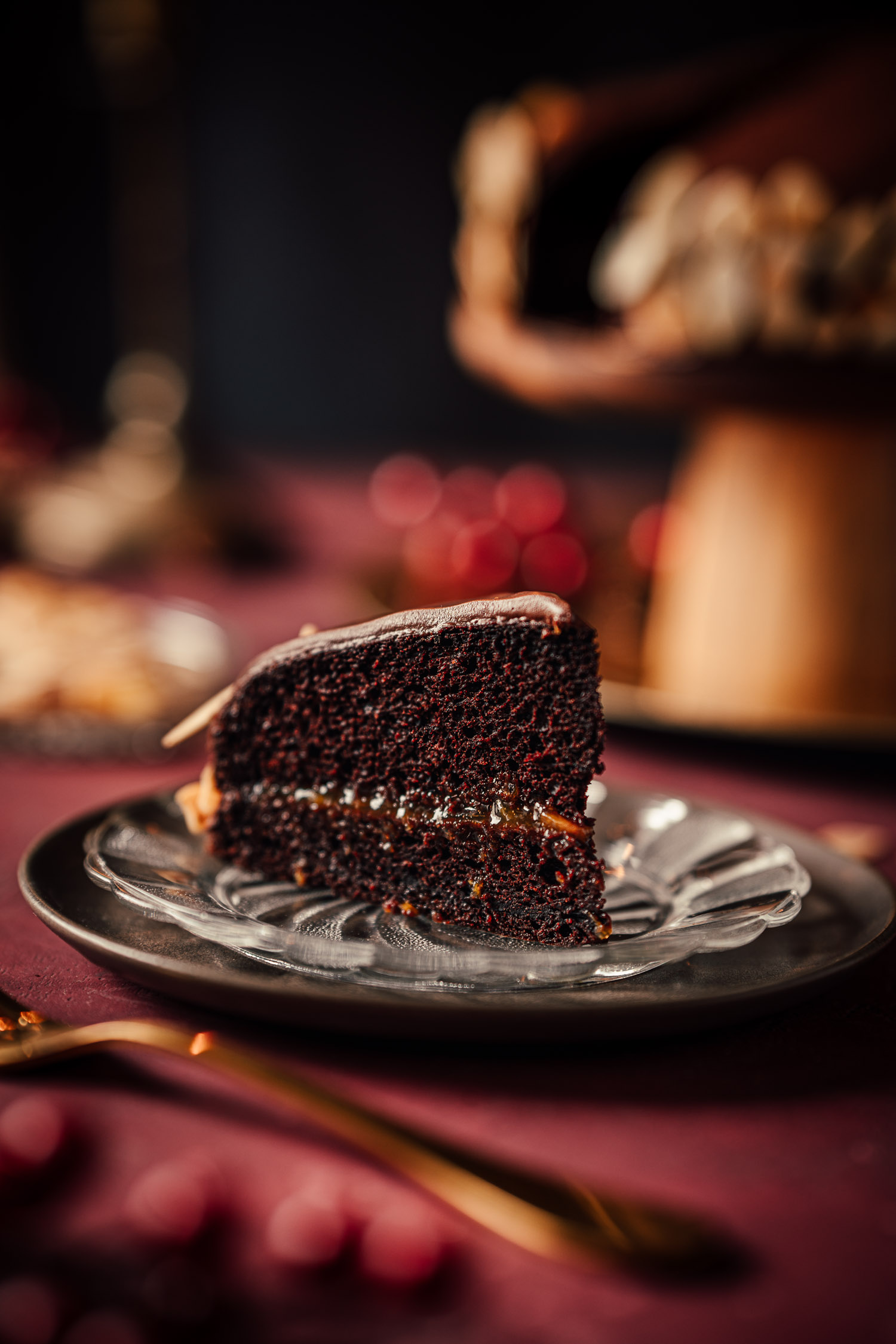 Spiced Sachertorte Cake on a plate