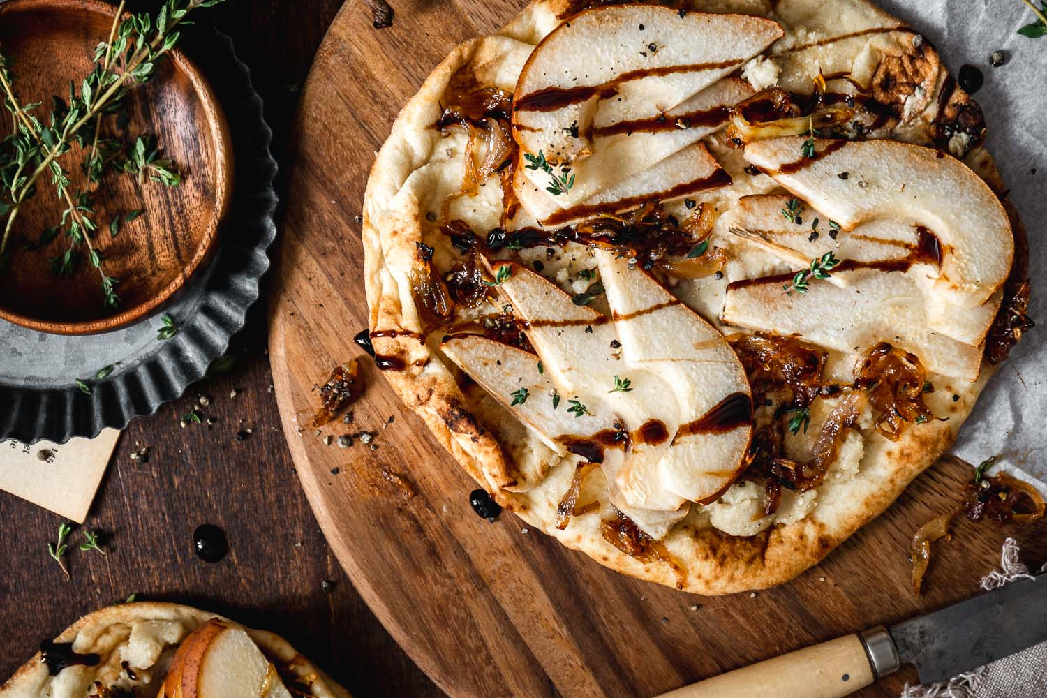 Pear and Caramelized Shallots Flatbreads