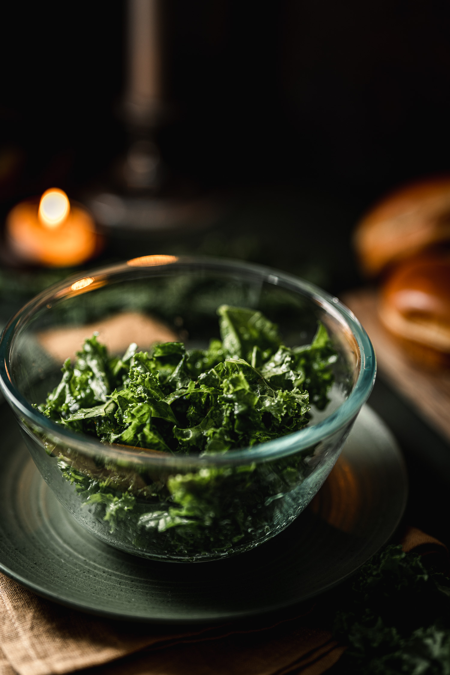Kale ready to be massaged in a bowl