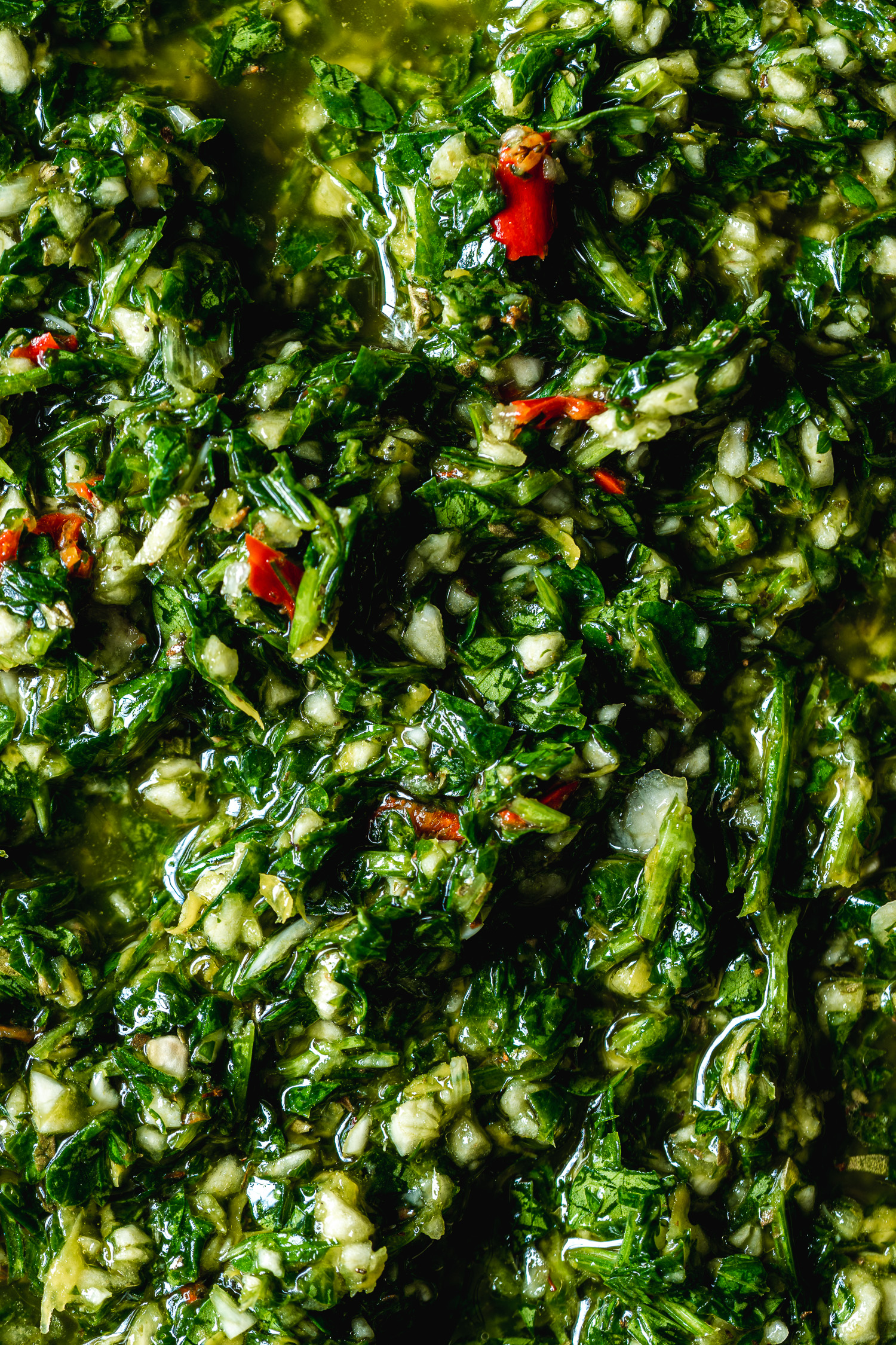 Close up of chimichurri