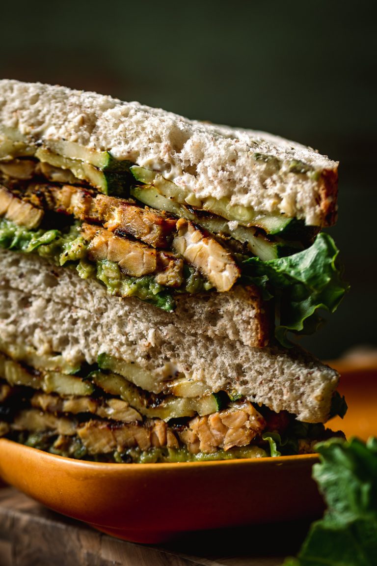 Thai Green Curry Tempeh Sandwich with Grilled Zucchini and Avocado Murielle Banackissa