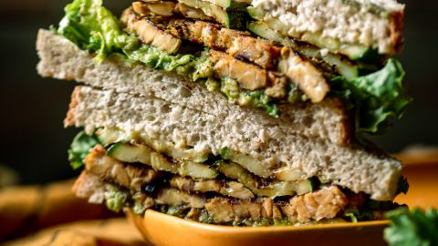 Thai Green Curry Tempeh Sandwich with Grilled Zucchini and Avocado