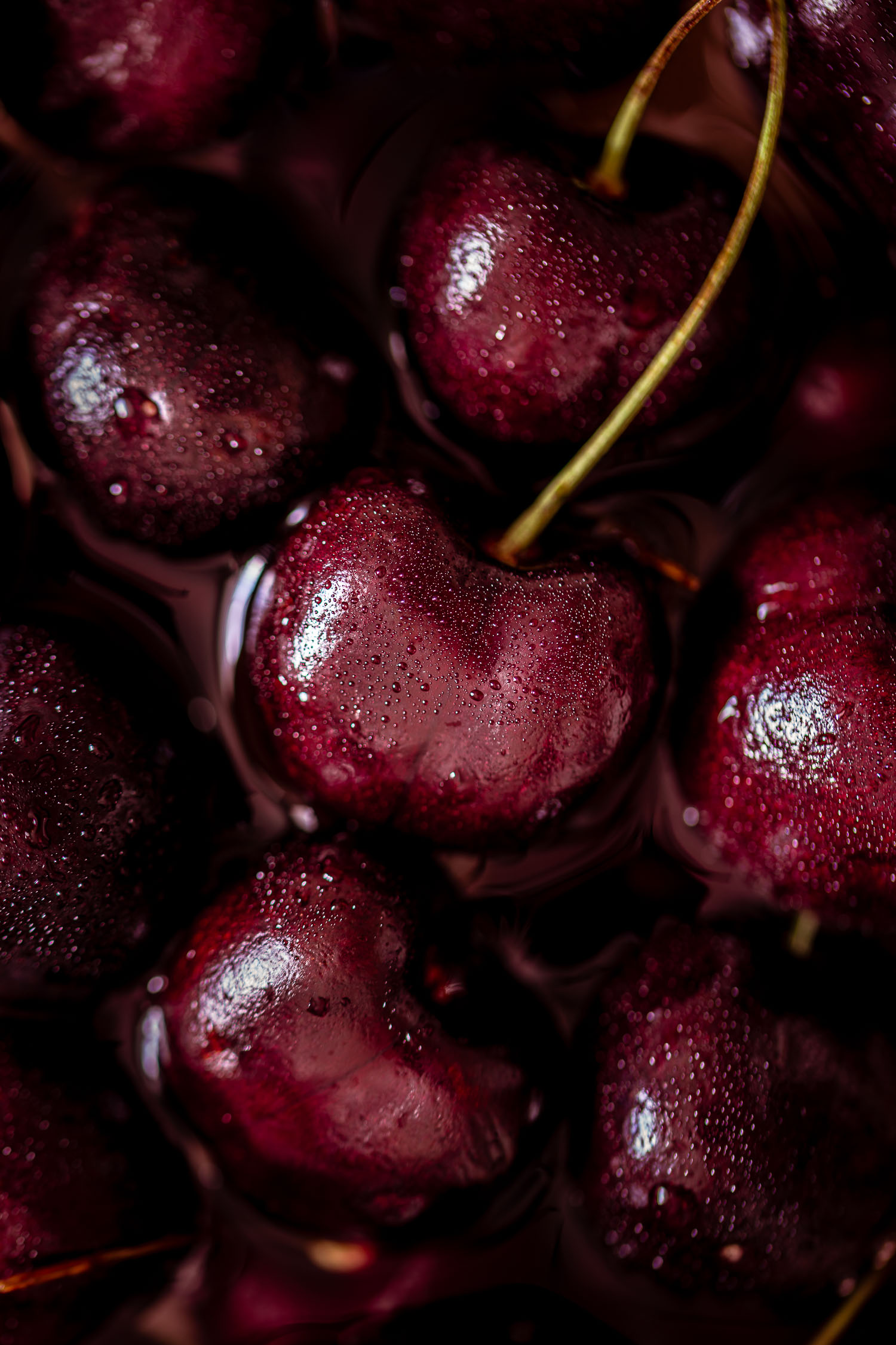 Cherries floating in water