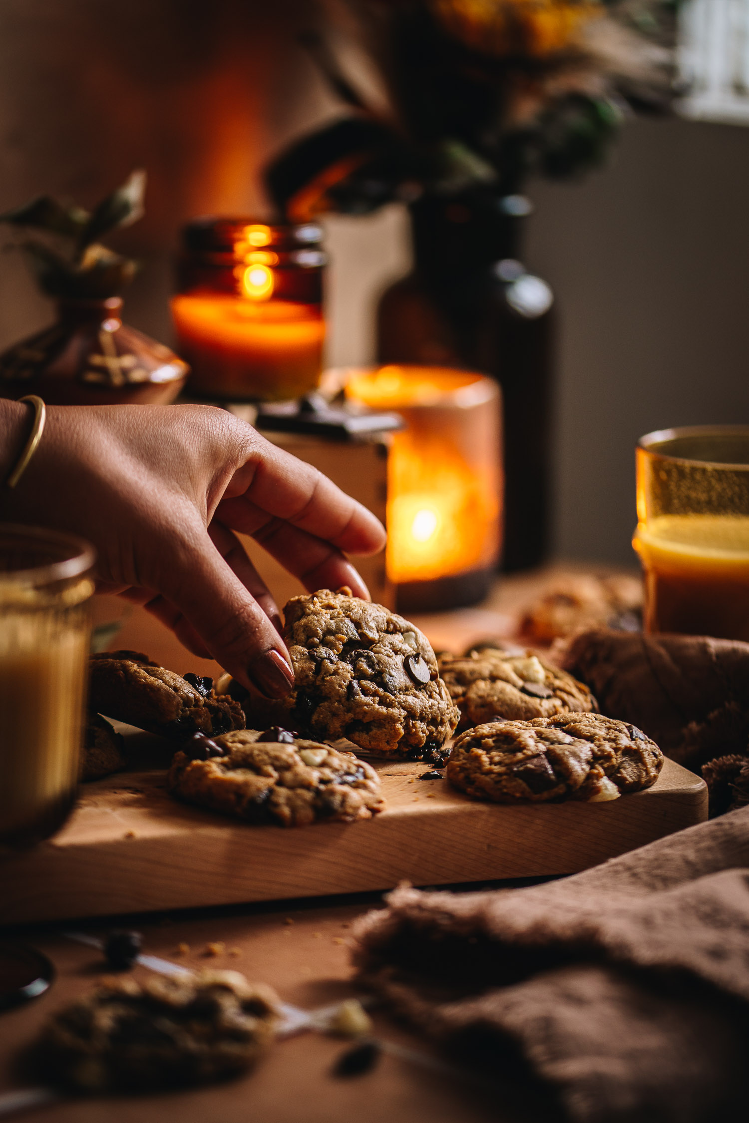 Hand holding an Easy Vegan Chocolate Chip Cookies