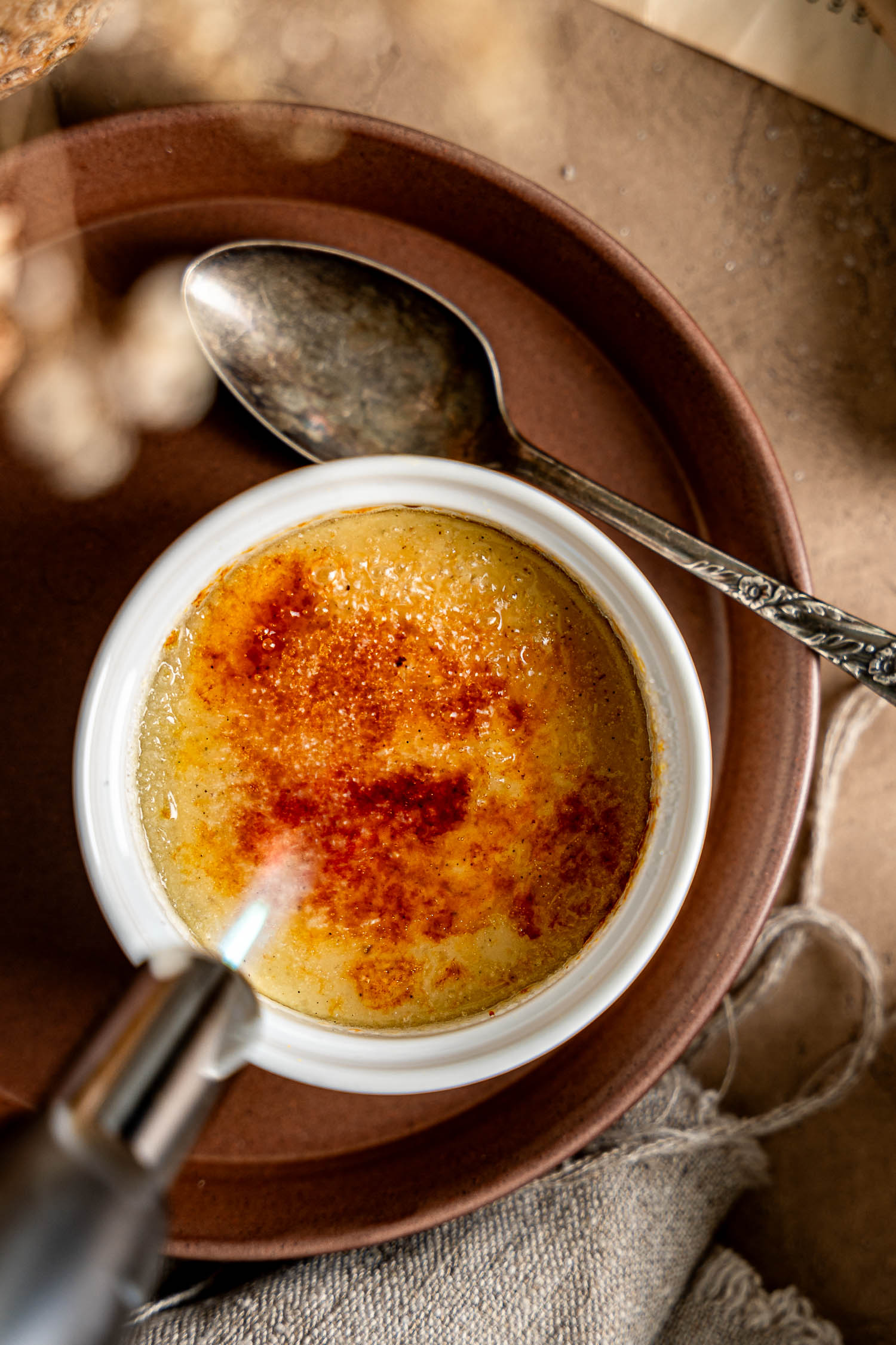 Closeup of Vegan Vanilla-Cardamom Crème Brûlée